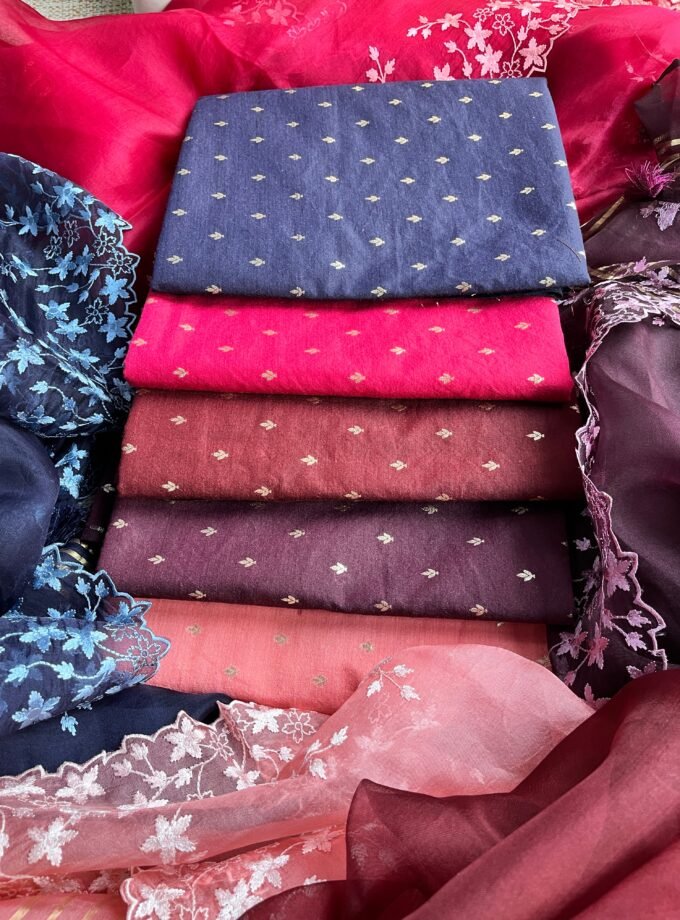 Tarang | ترنگ | तरंग : Soft Moonga Silk Salwars with Organza Dupatta (Blue)