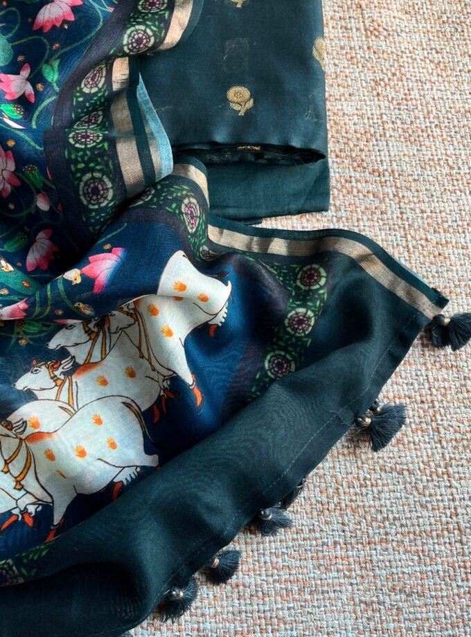 Manjul | منجول | मंजुल : Pure Chanderi Silk Salwar by Ikhtirah