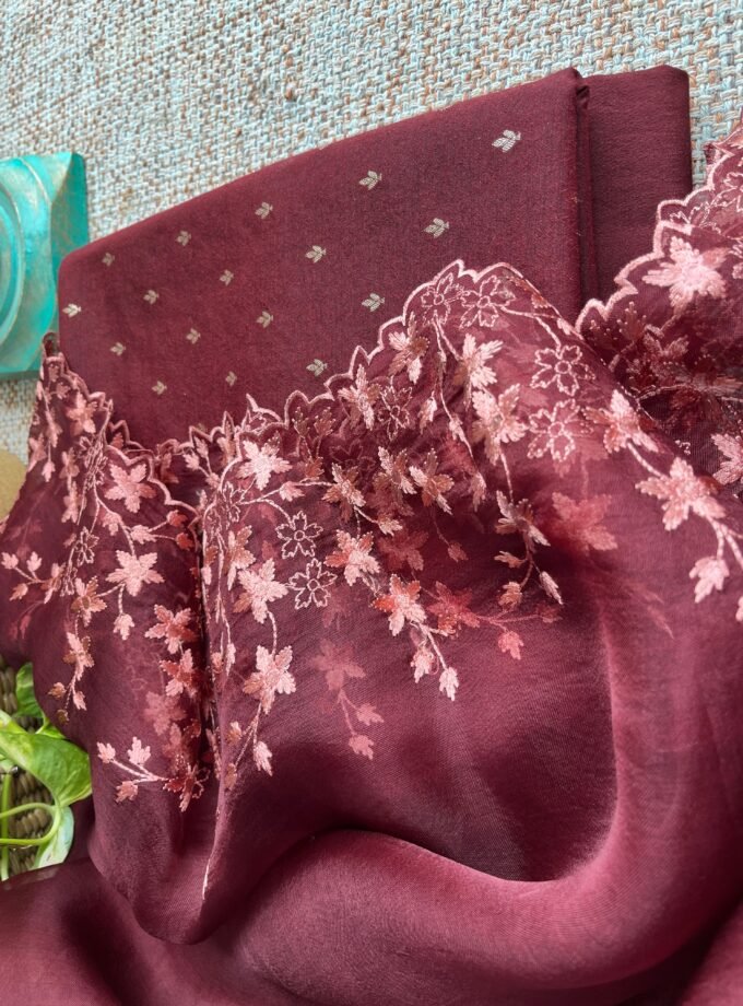 Tarang | ترنگ | तरंग : Soft Moonga Silk Salwars with Organza Dupatta (Brown)