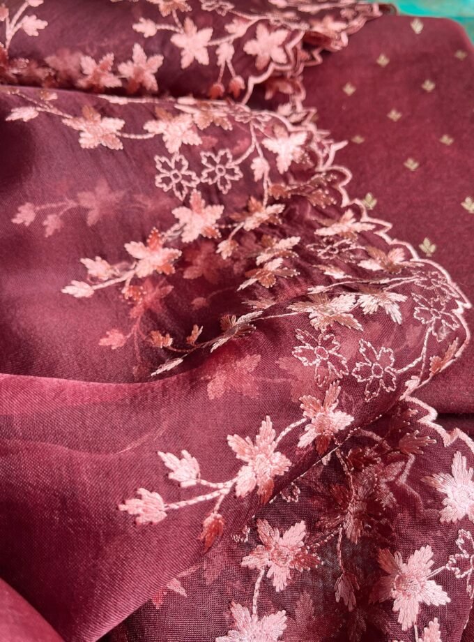 Tarang | ترنگ | तरंग : Soft Moonga Silk Salwars with Organza Dupatta (Brown)