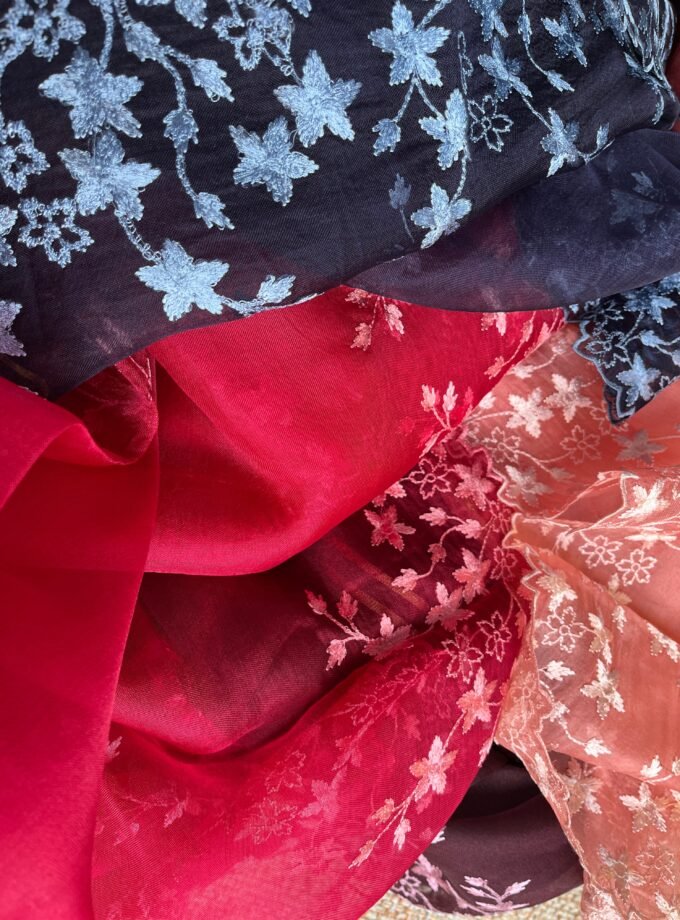 Tarang | ترنگ | तरंग : Soft Moonga Silk Salwars with Organza Dupatta (Magenta)