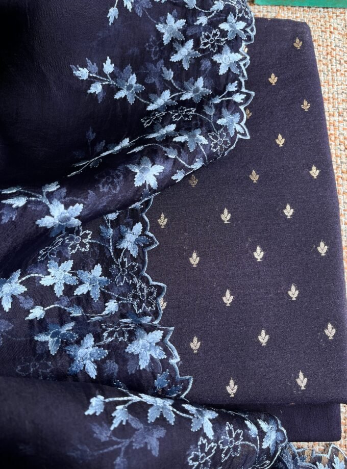 Tarang | ترنگ | तरंग : Soft Moonga Silk Salwars with Organza Dupatta (Blue)