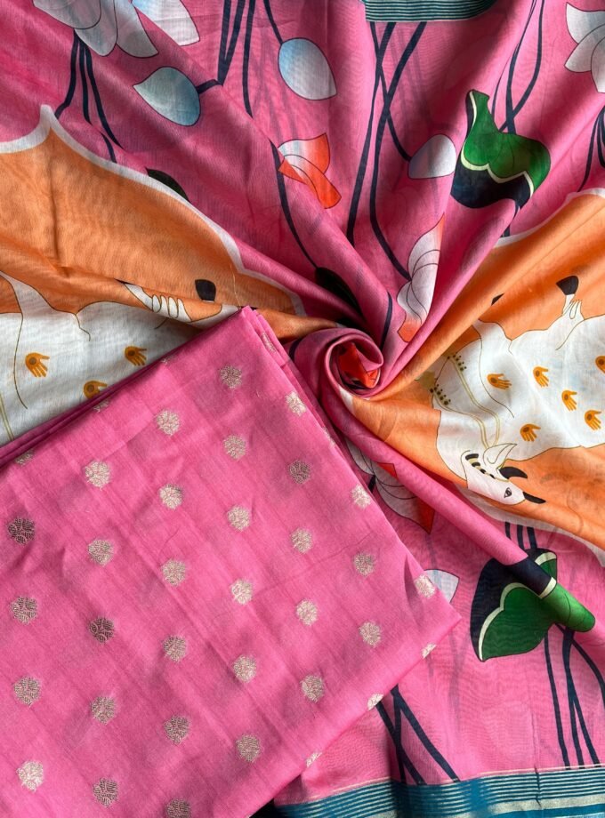Siddhi | سدھی | सिद्धि (Pink) : Pure Chanderi Silk Pichwai Salwars by Ikhtirah