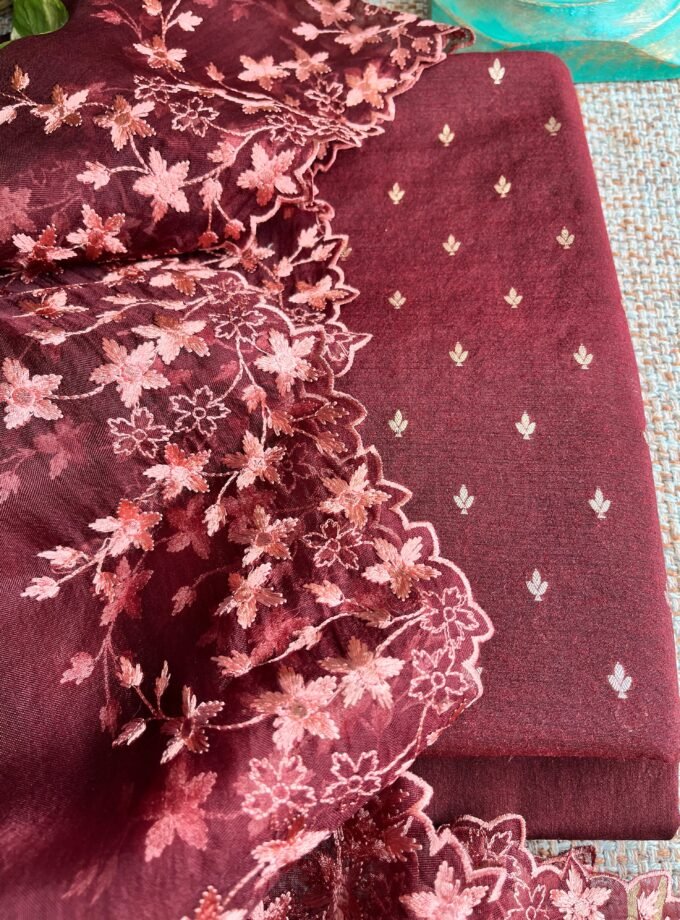 Tarang | ترنگ | तरंग : Soft Moonga Silk Salwars with Organza Dupatta (Brown)