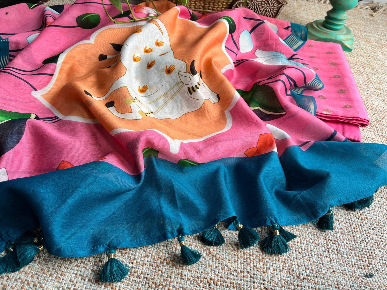 Siddhi | سدھی | सिद्धि  (Pink) : Pure Chanderi Silk Pichwai Salwars by Ikhtirah - Image 7