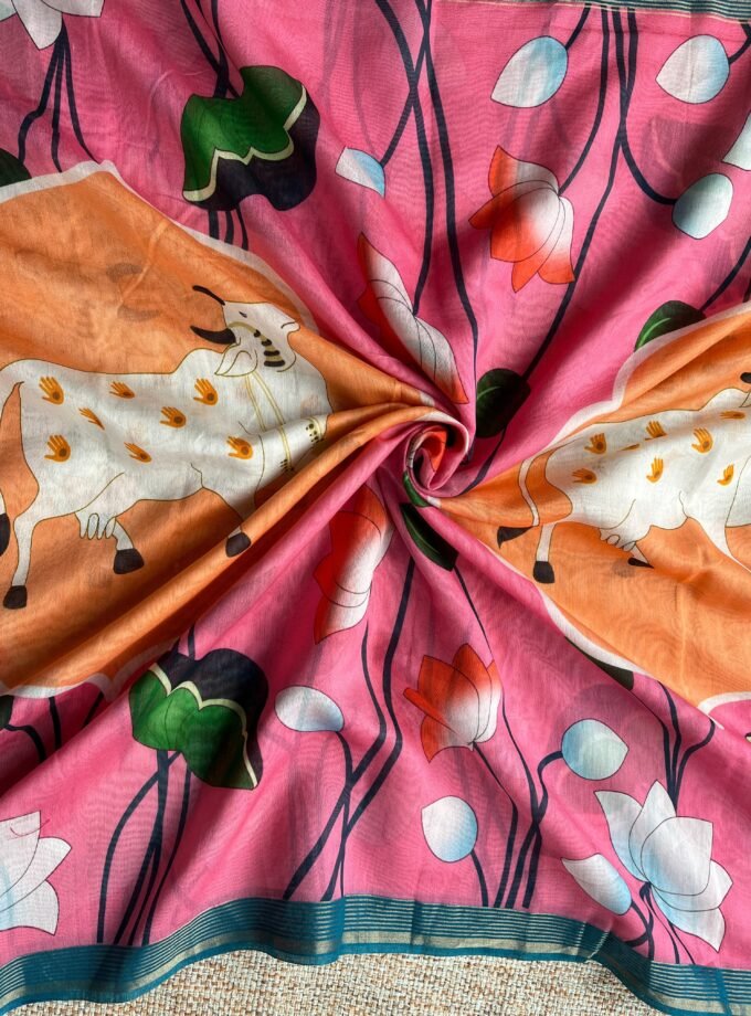 Siddhi | سدھی | सिद्धि (Pink) : Pure Chanderi Silk Pichwai Salwars by Ikhtirah