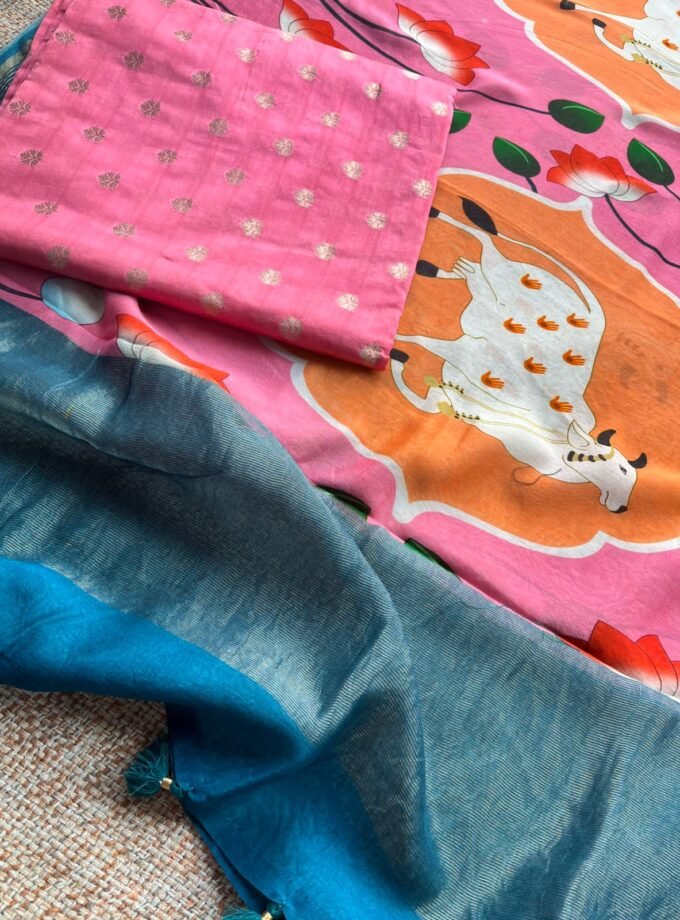 Siddhi | سدھی | सिद्धि (Pink) : Pure Chanderi Silk Pichwai Salwars by Ikhtirah