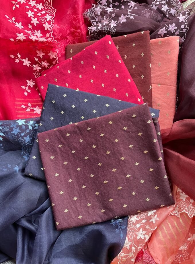 Tarang | ترنگ | तरंग : Soft Moonga Silk Salwars with Organza Dupatta (Royal Purple)