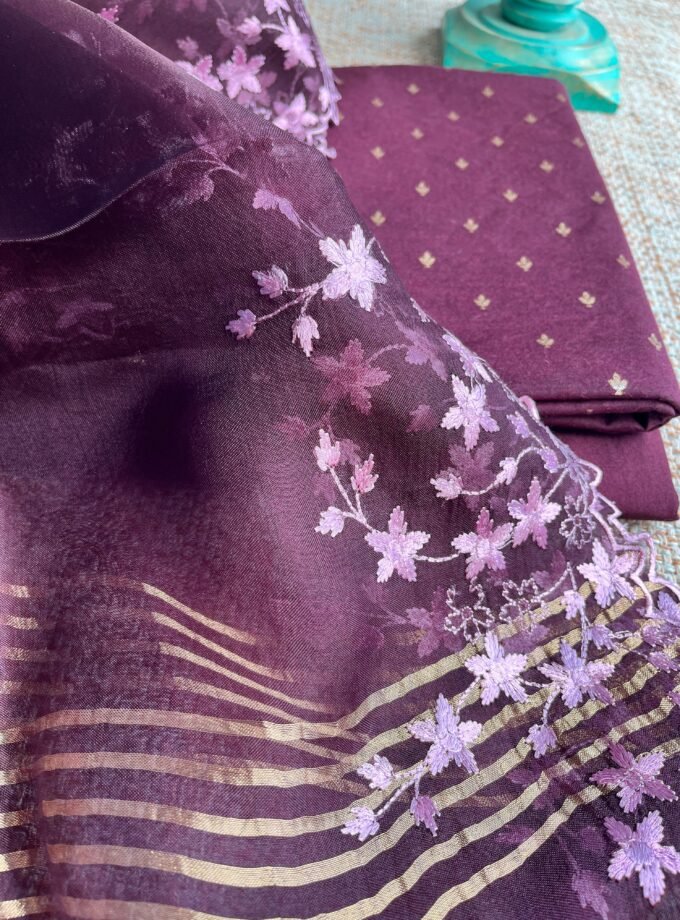 Tarang | ترنگ | तरंग : Soft Moonga Silk Salwars with Organza Dupatta (Royal Purple)