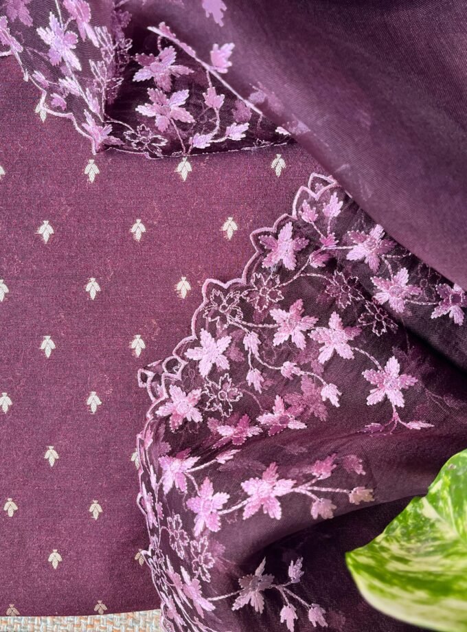 Tarang | ترنگ | तरंग : Soft Moonga Silk Salwars with Organza Dupatta (Royal Purple)