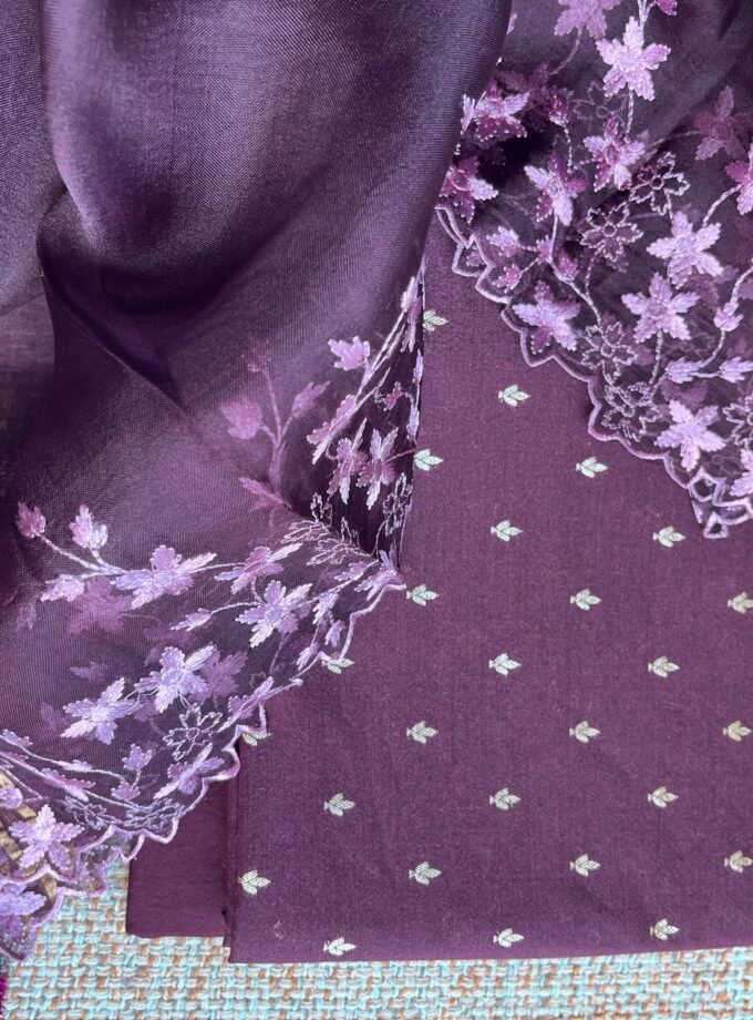 Tarang | ترنگ | तरंग : Soft Moonga Silk Salwars with Organza Dupatta (Royal Purple)