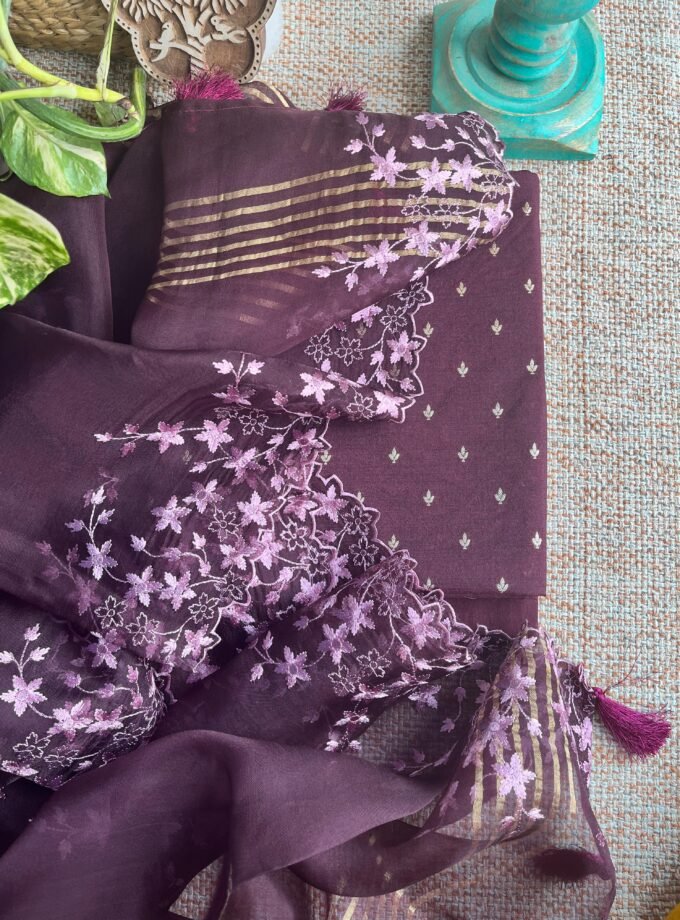 Tarang | ترنگ | तरंग : Soft Moonga Silk Salwars with Organza Dupatta (Royal Purple)