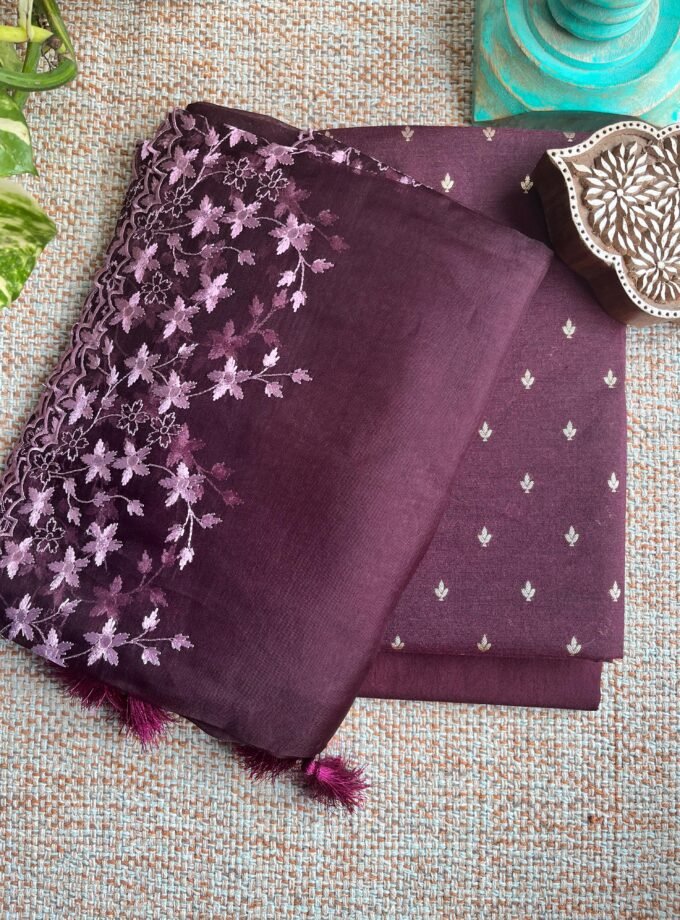 Tarang | ترنگ | तरंग : Soft Moonga Silk Salwars with Organza Dupatta (Royal Purple)