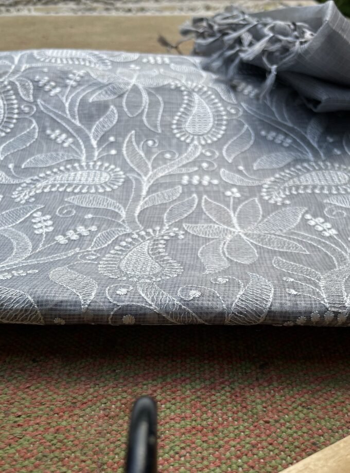 Nazaakat | نزاکت | नज़ाकत (English Grey) : Tussar Kota Silk Salwar by Ikhtirah