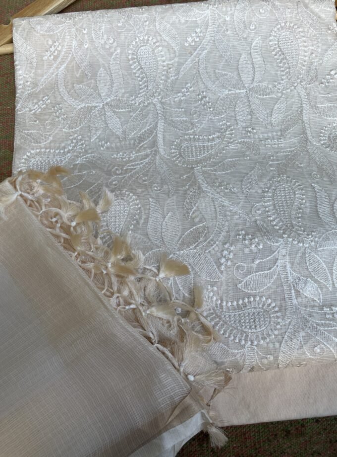 Nazaakat | نزاکت | नज़ाकत (Creamy White) : Tussar Kota Silk Salwar by Ikhtirah