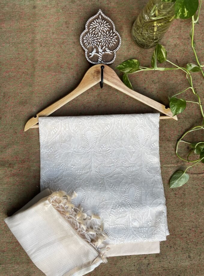 Nazaakat | نزاکت | नज़ाकत (Creamy White) : Tussar Kota Silk Salwar by Ikhtirah