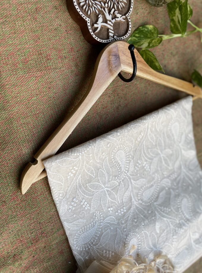 Nazaakat | نزاکت | नज़ाकत (Creamy White) : Tussar Kota Silk Salwar by Ikhtirah