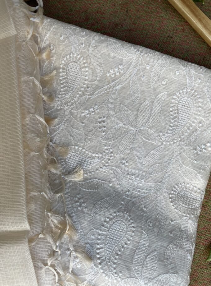 Nazaakat | نزاکت | नज़ाकत (Creamy White) : Tussar Kota Silk Salwar by Ikhtirah