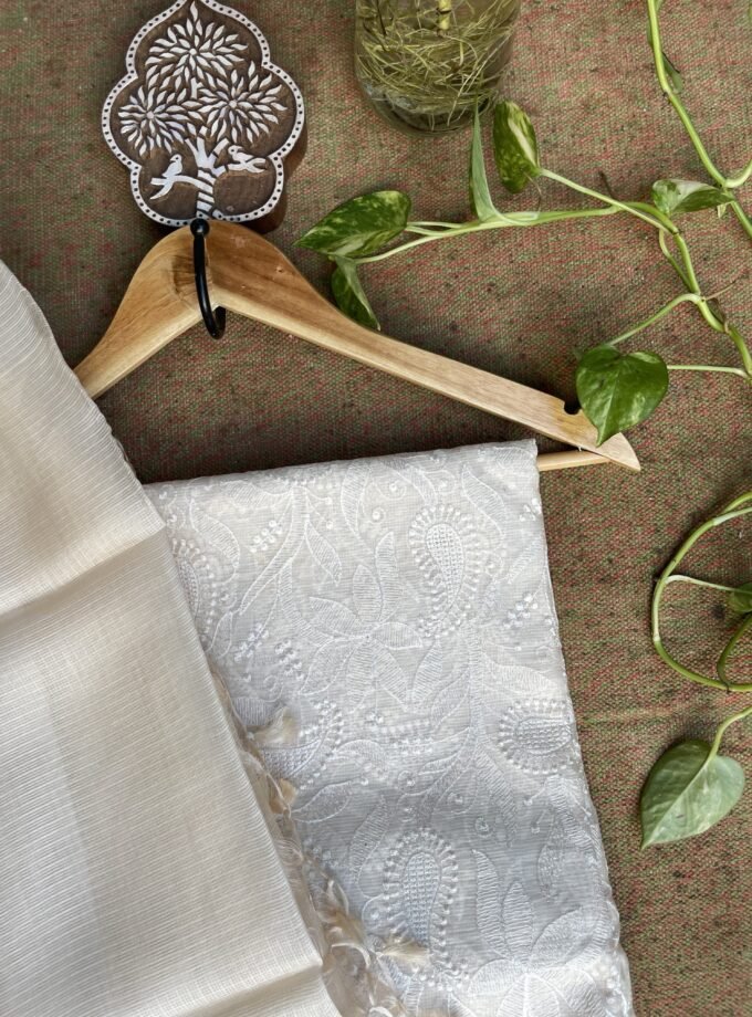 Nazaakat | نزاکت | नज़ाकत (Creamy White) : Tussar Kota Silk Salwar by Ikhtirah