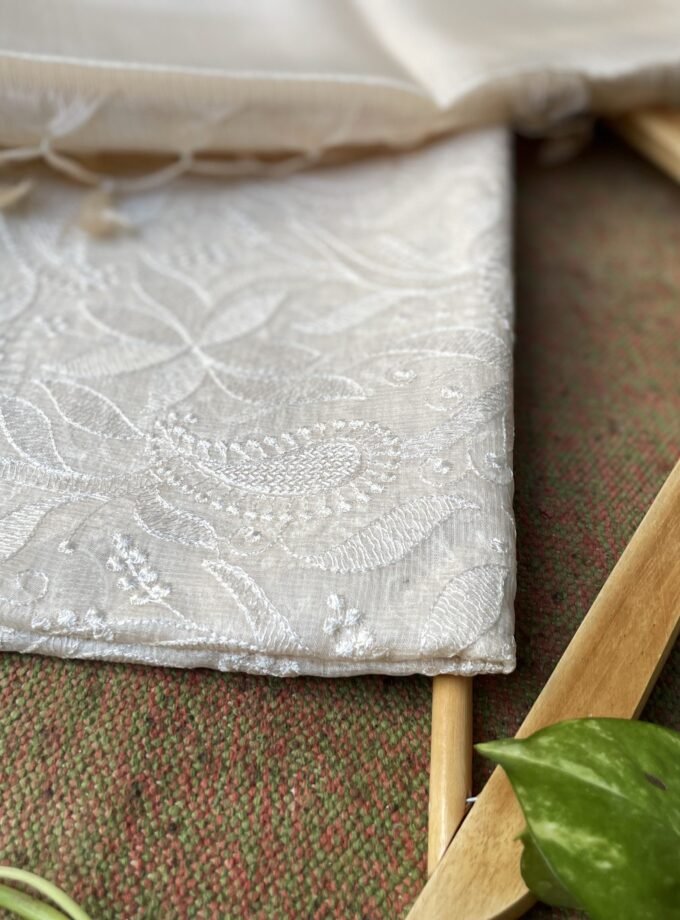 Nazaakat | نزاکت | नज़ाकत (Creamy White) : Tussar Kota Silk Salwar by Ikhtirah