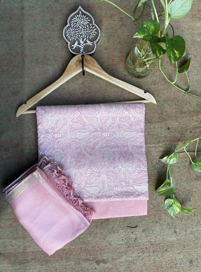 Nazaakat | نزاکت | नज़ाकत (Baby Pink) : Tussar Kota Silk Salwar by Ikhtirah