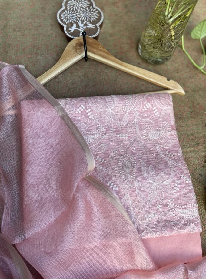 Nazaakat | نزاکت | नज़ाकत (Baby Pink) : Tussar Kota Silk Salwar by Ikhtirah