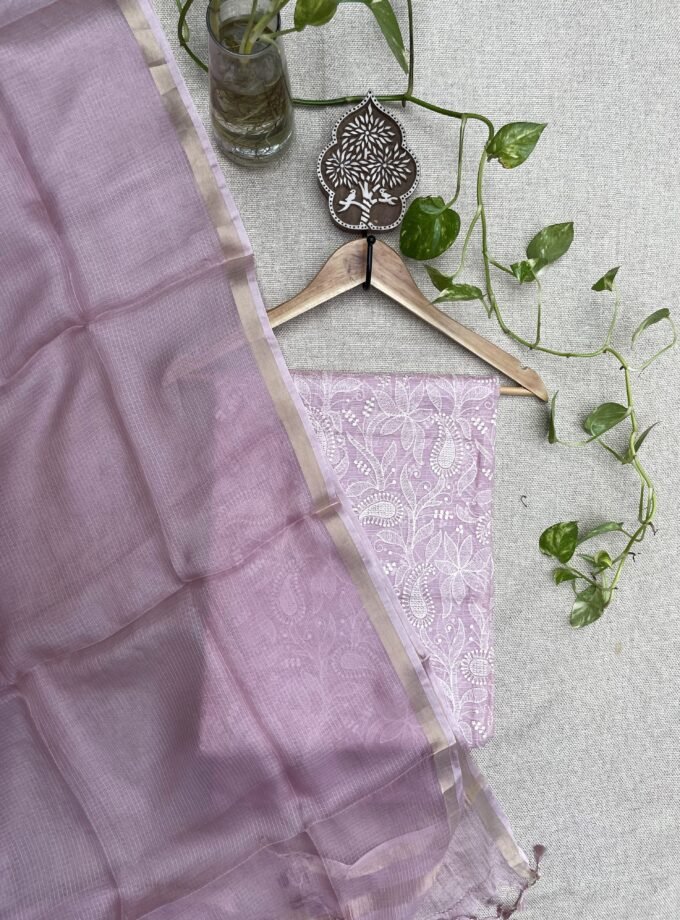 Nazaakat | نزاکت | नज़ाकत (Onion Pink) : Tussar Kota Silk Salwar by Ikhtirah