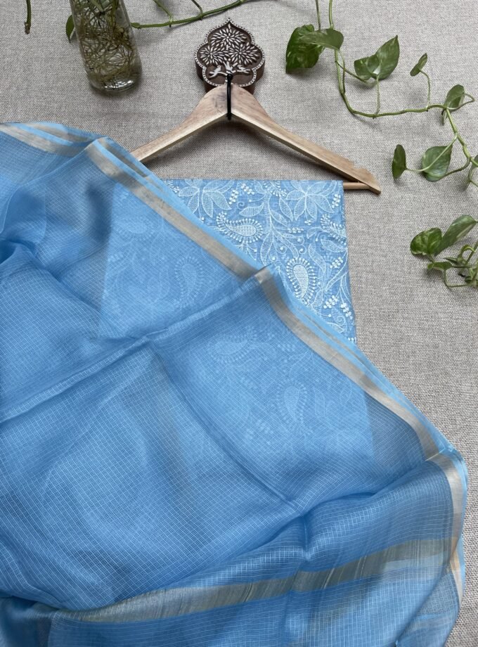 Nazaakat | نزاکت | नज़ाकत (Blue) : Tussar Kota Silk Salwar by Ikhtirah