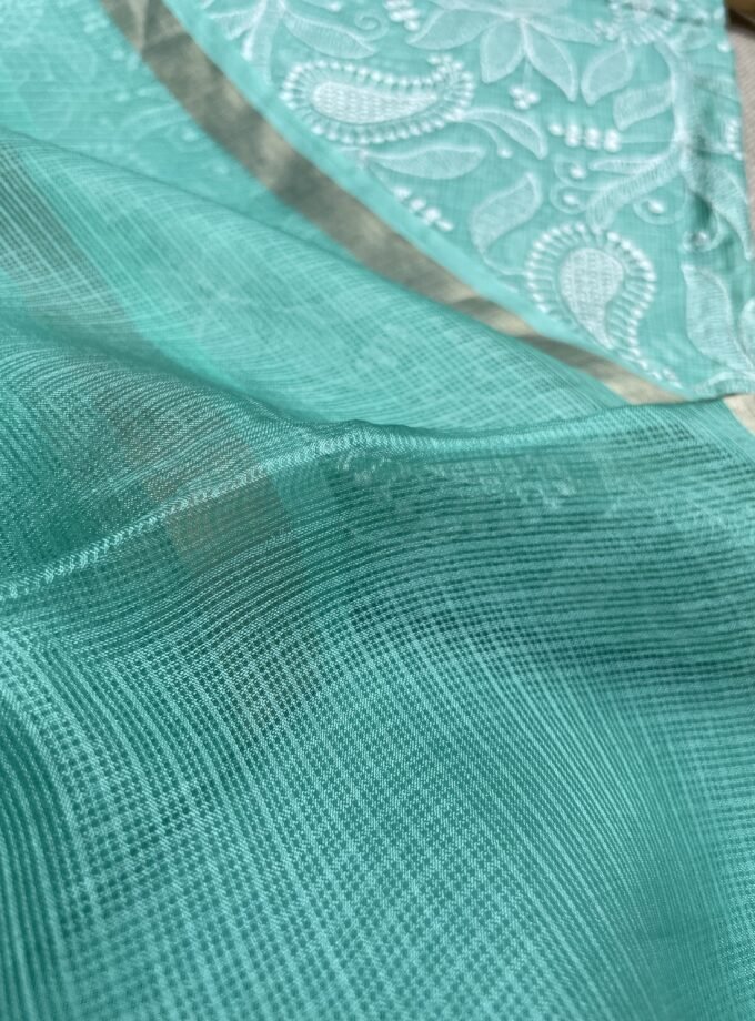 Nazaakat | نزاکت | नज़ाकत (Sea Green): Tussar Kota Silk Salwar by Ikhtirah