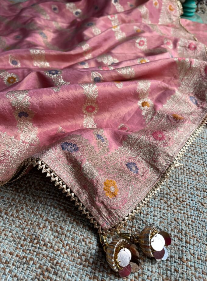 Preet | پریت | प्रीत : Woven Banarasi Silk Salwar with Handwork by Ikhtirah (Pink)