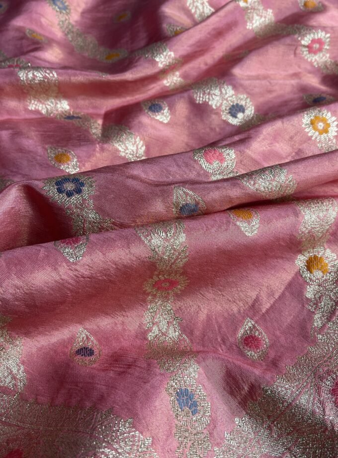 Preet | پریت | प्रीत : Woven Banarasi Silk Salwar with Handwork by Ikhtirah (Pink)