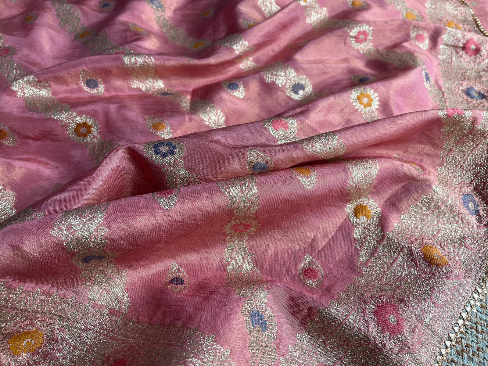 Preet | پریت | प्रीत : Woven Banarasi Silk Salwar with Handwork by Ikhtirah (Pink) - Image 14