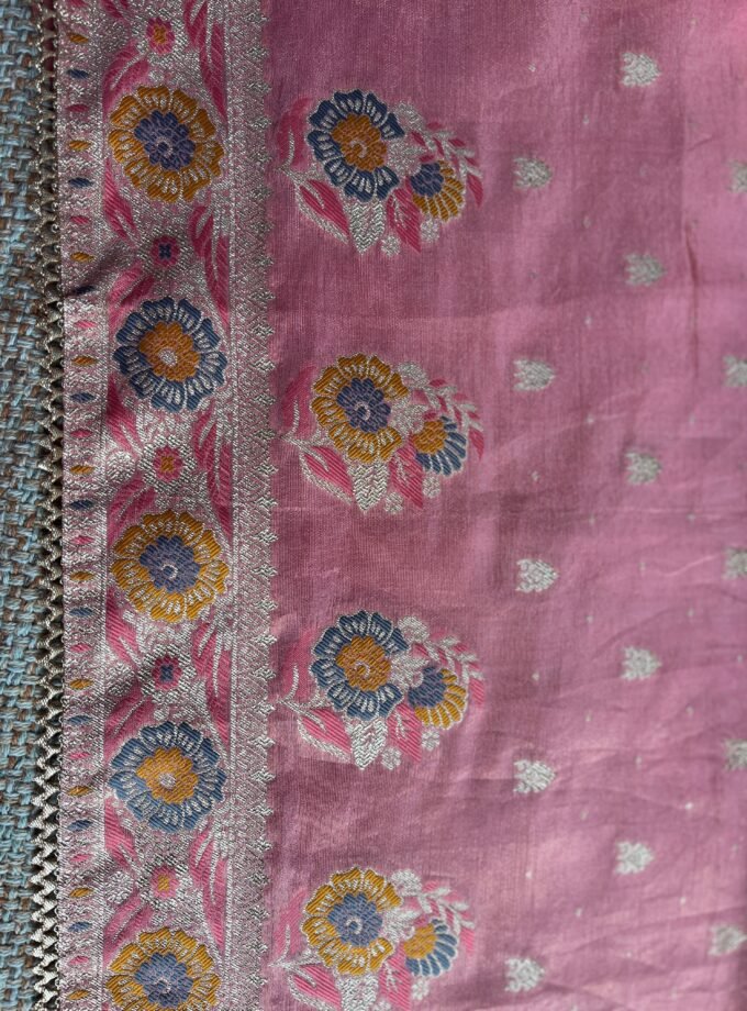 Preet | پریت | प्रीत : Woven Banarasi Silk Salwar with Handwork by Ikhtirah (Pink)