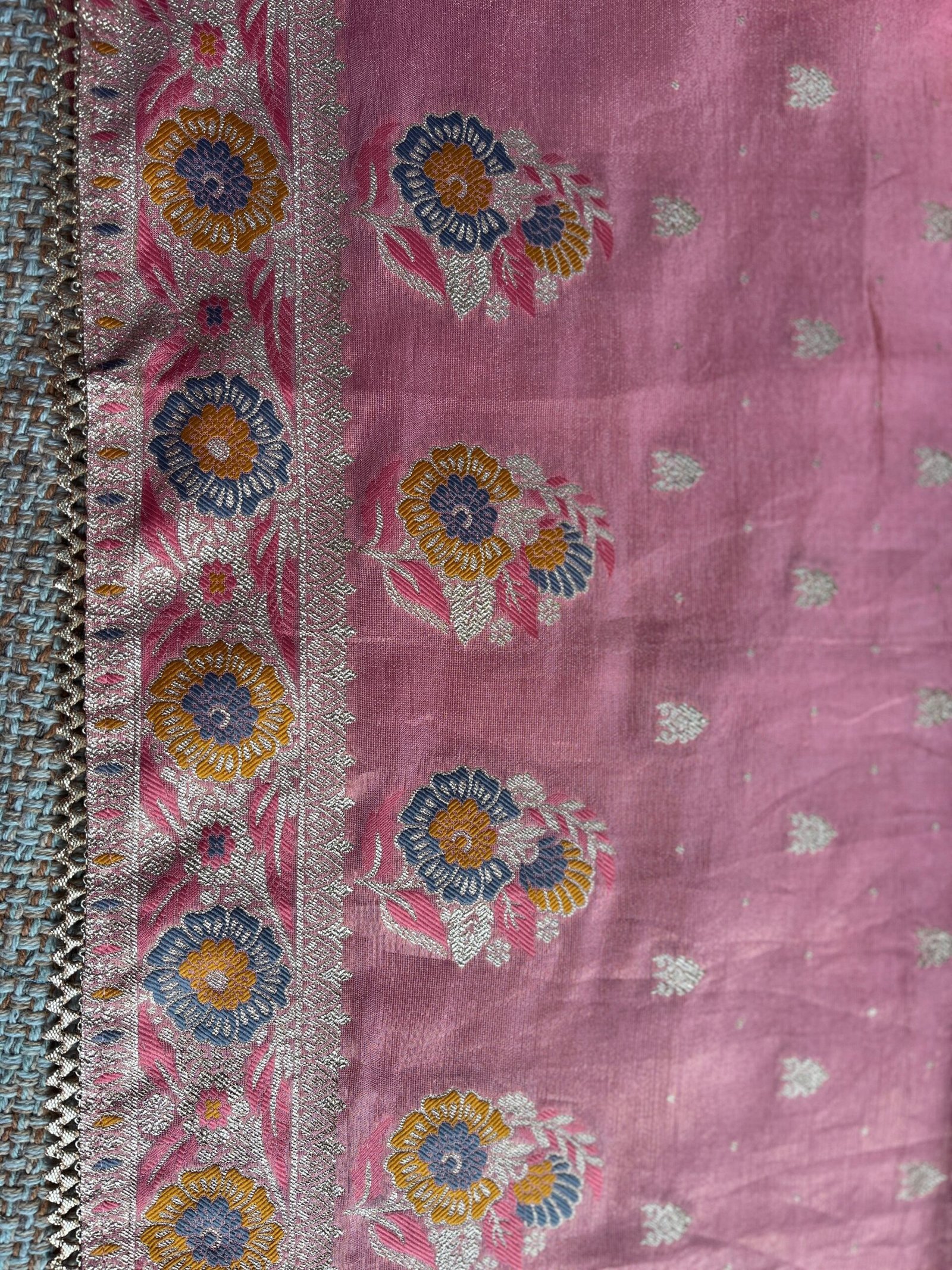 Preet | پریت | प्रीत : Woven Banarasi Silk Salwar with Handwork by Ikhtirah (Pink) - Image 17