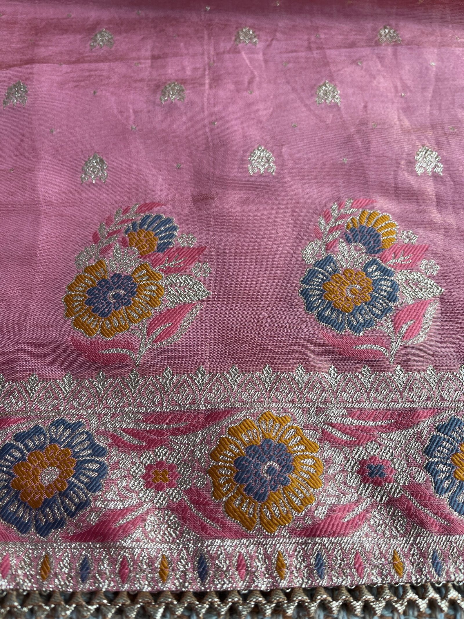 Preet | پریت | प्रीत : Woven Banarasi Silk Salwar with Handwork by Ikhtirah (Pink) - Image 16