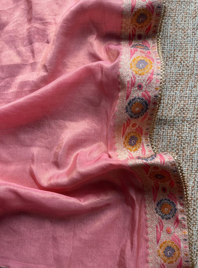 Preet | پریت | प्रीत : Woven Banarasi Silk Salwar with Handwork by Ikhtirah (Pink)