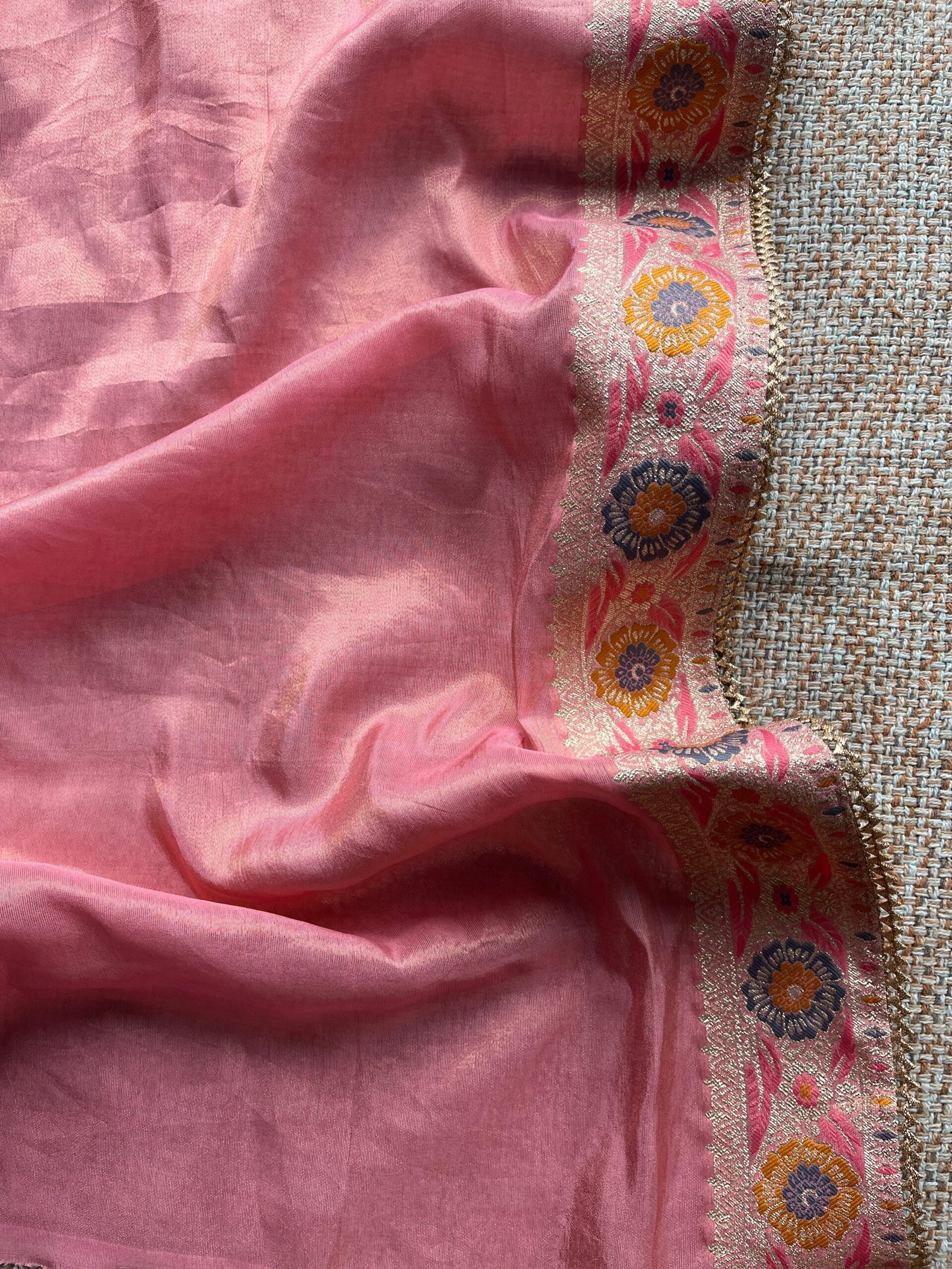 Preet | پریت | प्रीत : Woven Banarasi Silk Salwar with Handwork by Ikhtirah (Pink) - Image 15