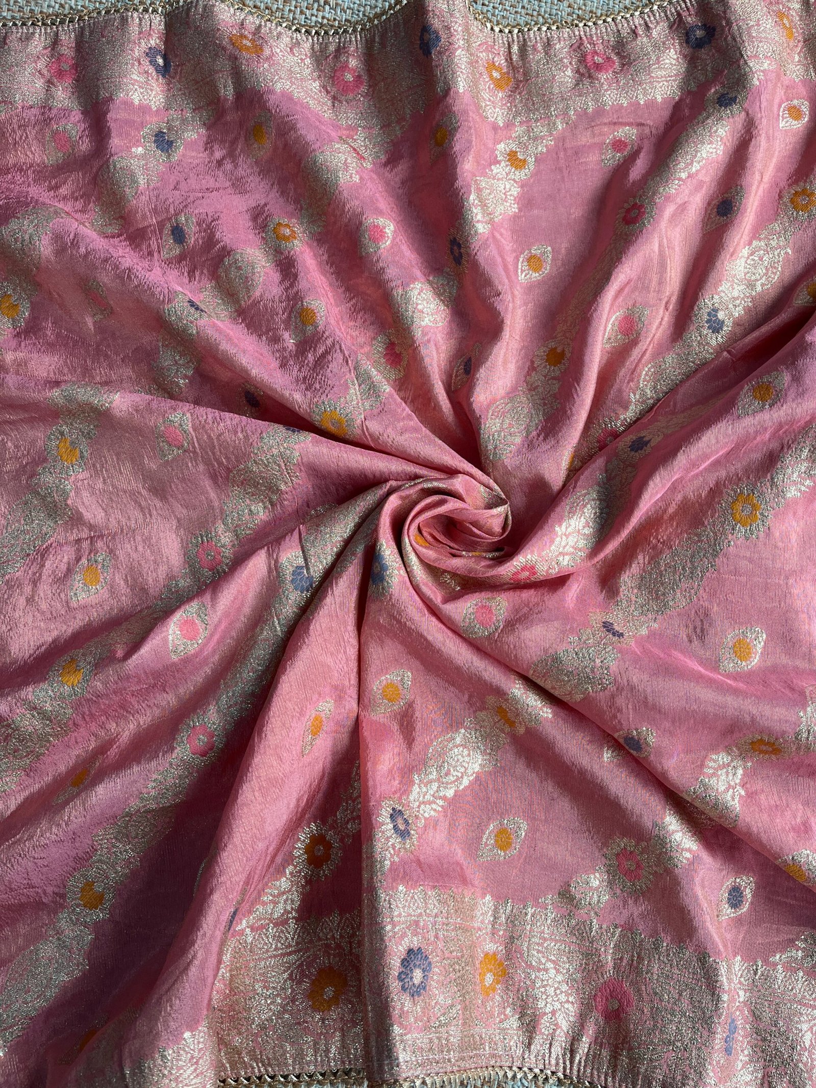 Preet | پریت | प्रीत : Woven Banarasi Silk Salwar with Handwork by Ikhtirah (Pink) - Image 18