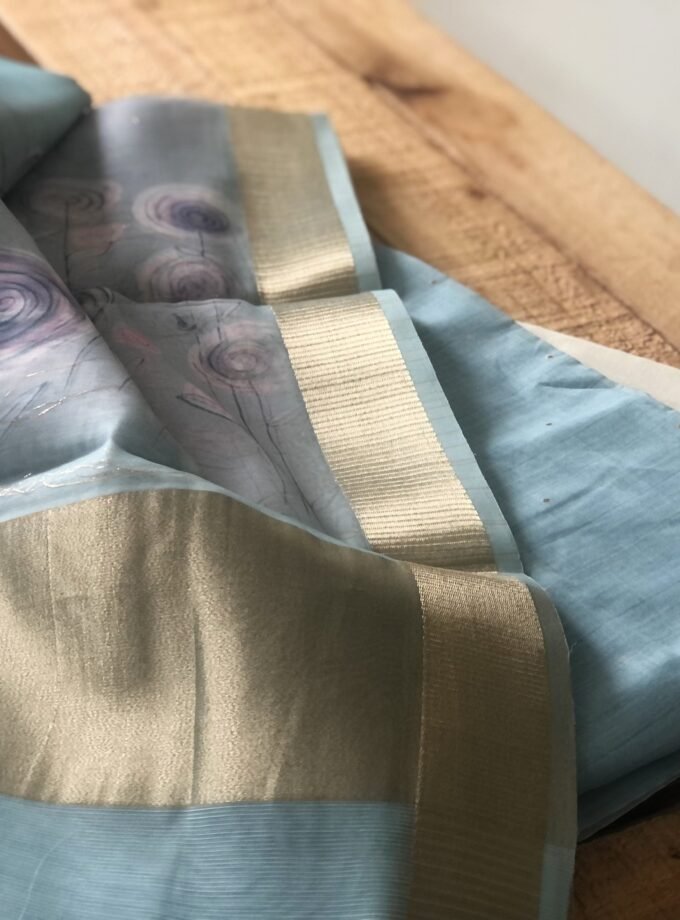 Sitara | ستارہ | सितारा :Chanderi Cotton Salwar (Blue) by Ikhtirah