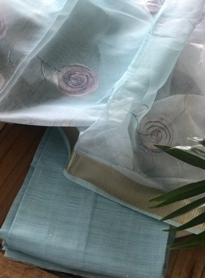 Sitara | ستارہ | सितारा :Chanderi Cotton Salwar (Blue) by Ikhtirah