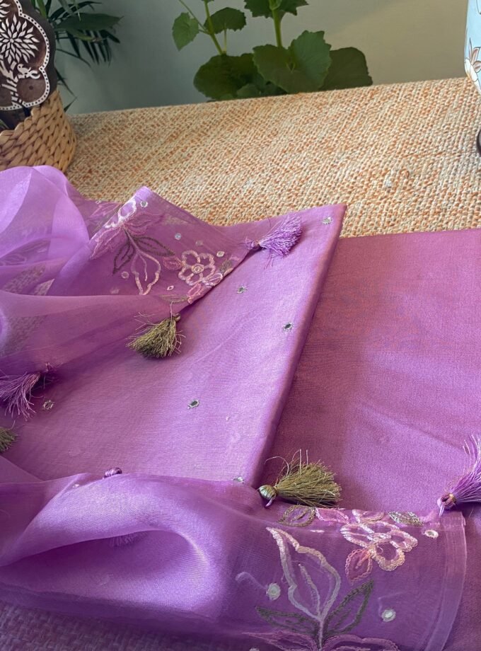 Roohani | روحانی | रूहानी A4 : Pure Chanderi Cotton Salwar with Organza Dupatta Collection by Ikhtirah