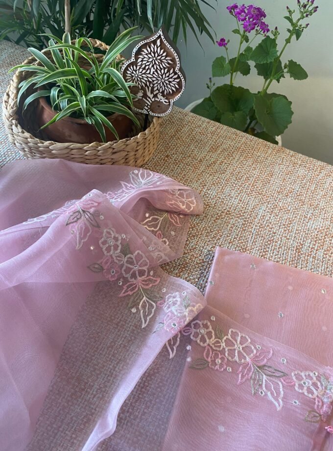 Roohani | روحانی | रूहानी A3 : Pure Chanderi Cotton Salwar with Organza Dupatta Collection by Ikhtirah