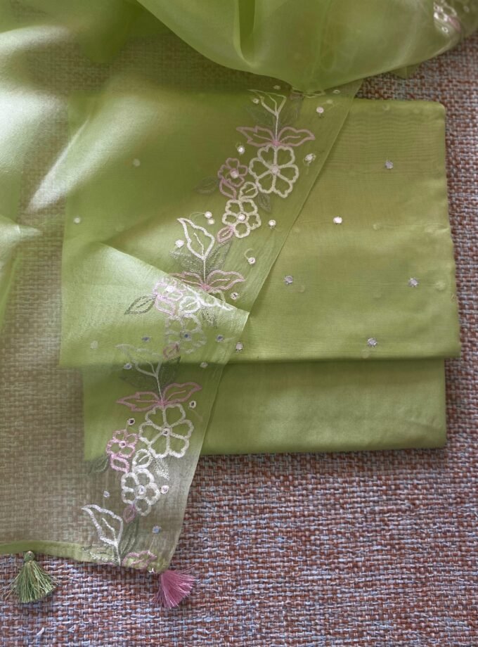 Roohani | روحانی | रूहानी A5 : Pure Chanderi Cotton Salwar with Organza Dupatta Collection by Ikhtirah