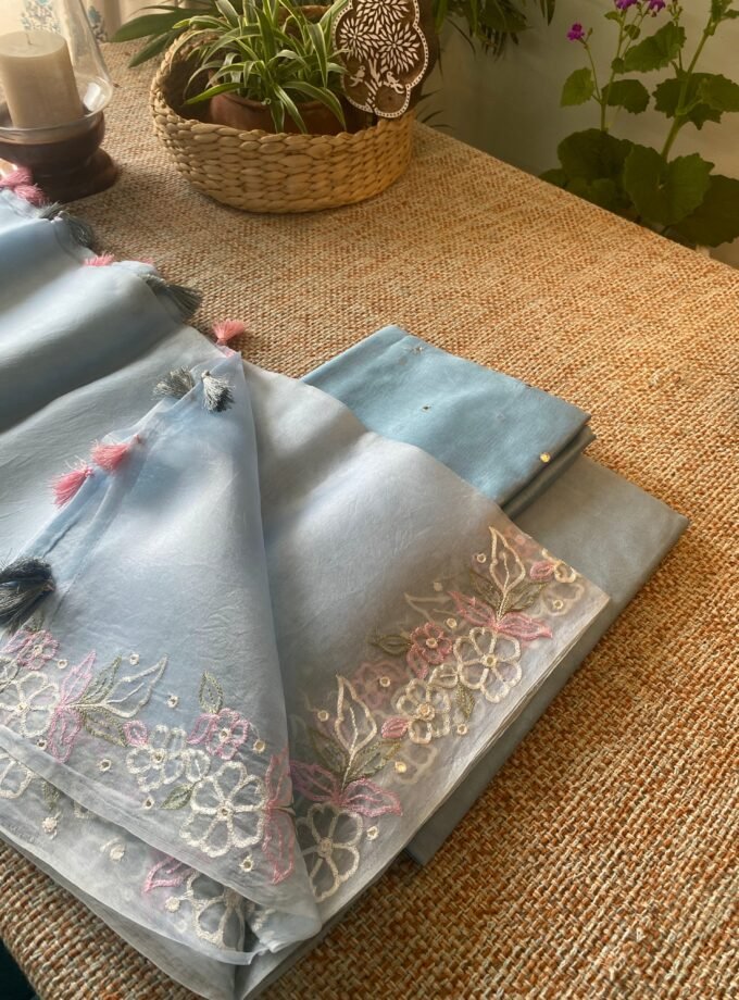 Roohani | روحانی | रूहानी A6 : Pure Chanderi Cotton Salwar with Organza Dupatta Collection by Ikhtirah