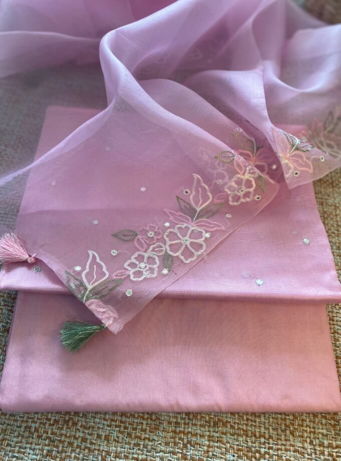 Roohani | روحانی | रूहानी A1 : Pure Chanderi Cotton Salwar with Organza dupatta Collection by Ikhtirah