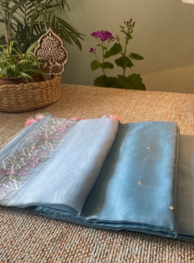 Roohani | روحانی | रूहानी A6 : Pure Chanderi Cotton Salwar with Organza Dupatta Collection by Ikhtirah