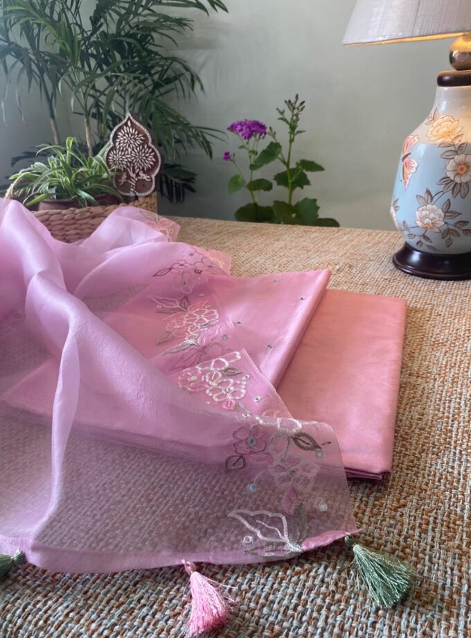 Roohani | روحانی | रूहानी A1 : Pure Chanderi Cotton Salwar with Organza dupatta Collection by Ikhtirah