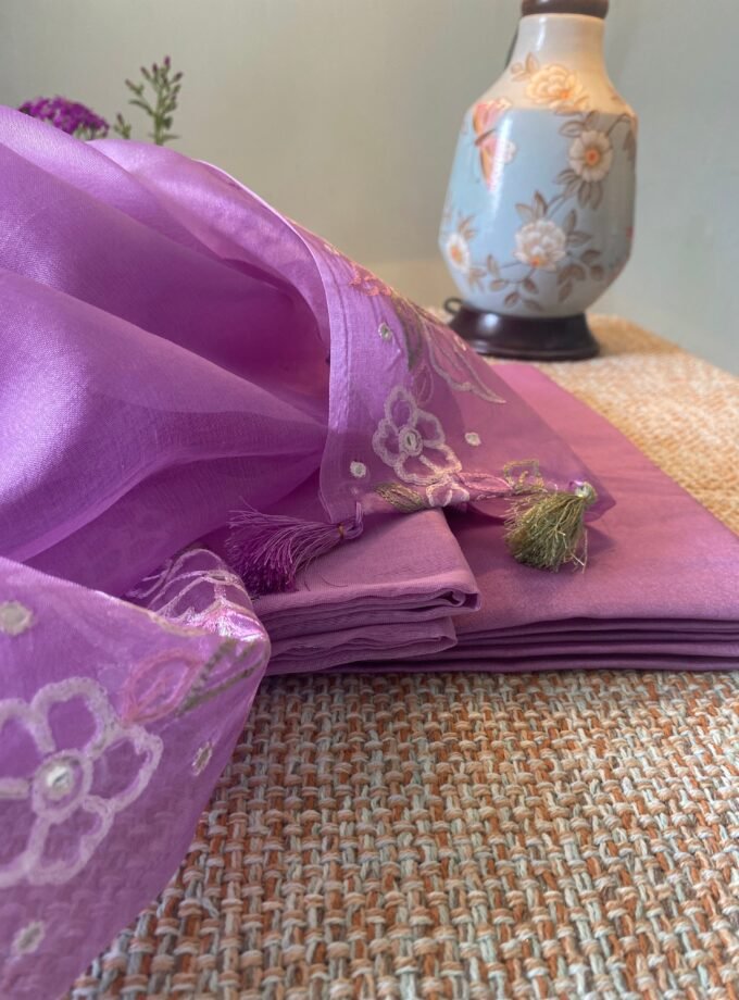 Roohani | روحانی | रूहानी A4 : Pure Chanderi Cotton Salwar with Organza Dupatta Collection by Ikhtirah