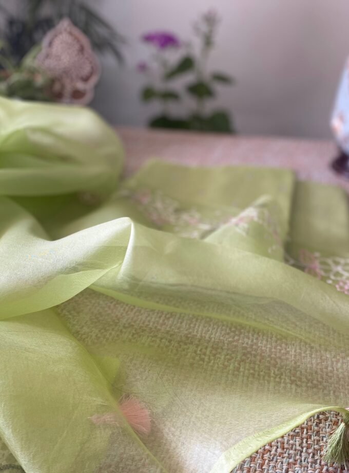 Roohani | روحانی | रूहानी A5 : Pure Chanderi Cotton Salwar with Organza Dupatta Collection by Ikhtirah