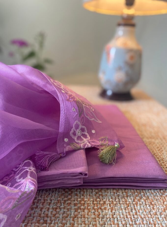 Roohani | روحانی | रूहानी A4 : Pure Chanderi Cotton Salwar with Organza Dupatta Collection by Ikhtirah